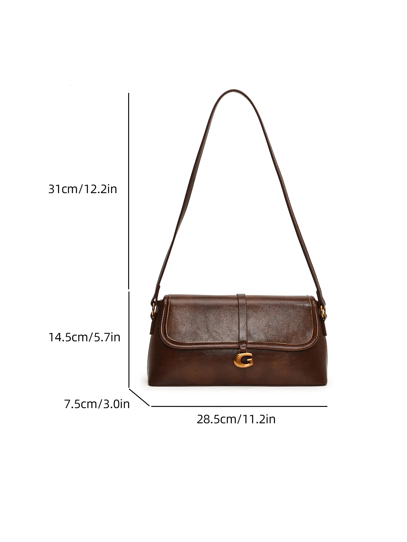 Vintage handbag French baguette armpit bag oil wax leather single shoulder armpit bag for commuting 250526