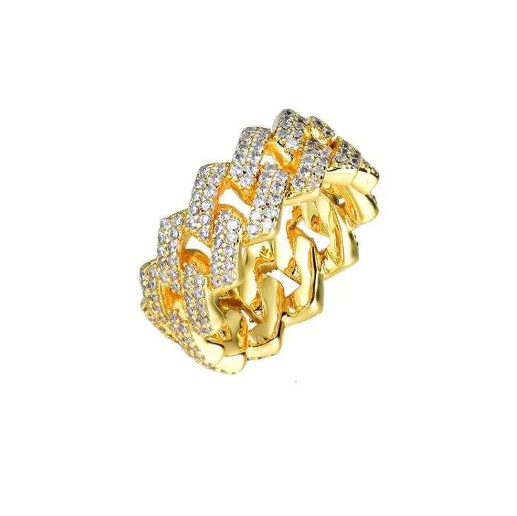 Cuban Moissanite Ring Mens Out Diamond Cuban Chain Link Ring for Man