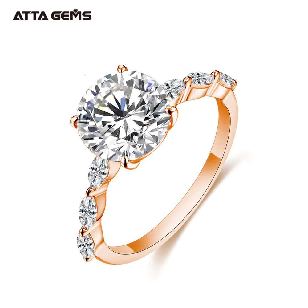 New Design D Color Vvs Moissanite Ring 925 Sterling Silver Diamond Round Shape Engagement Ring for Women