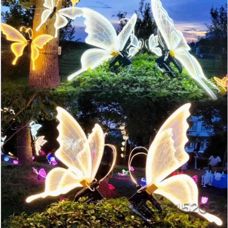 Wedding Backdrop Decoration Open and Closed LED Luminous Butterfly Wall Hanging Ceiling Stage Hotel Road Guide Light Props W250528