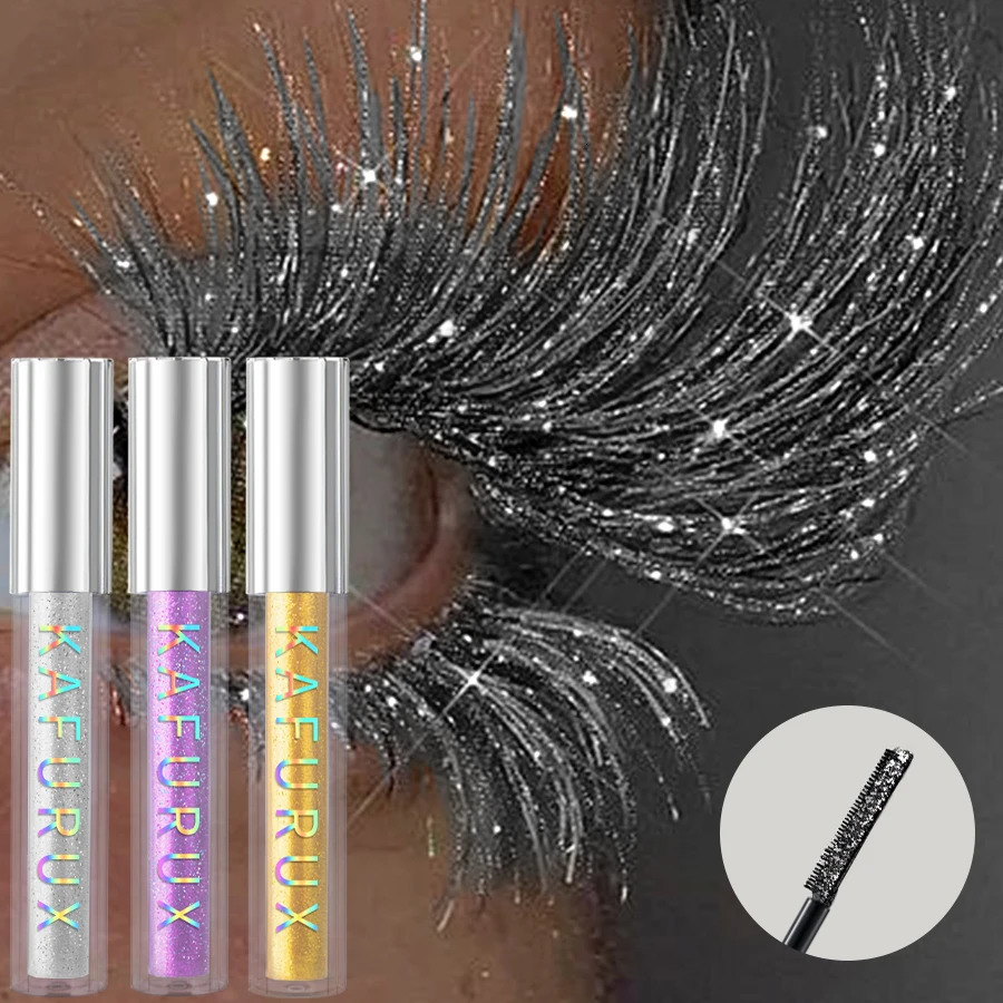 1pc Diamond Shine Waterproof Volume Curl Mascara Glitter Snow EffectSmudge-proof Eye Makeup for All Skin Types Women Cosmetics 250523