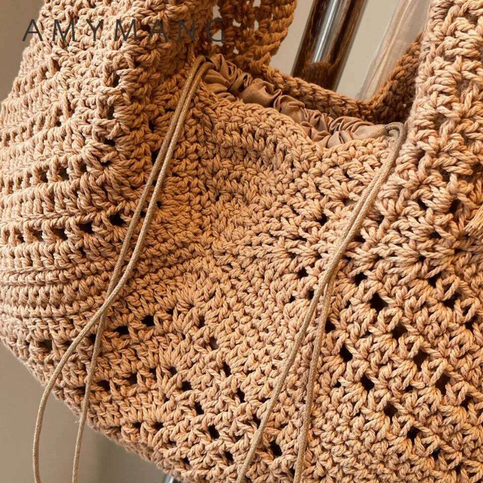 Lazy Style Relaxation Feeling Large Capacity Woven Women's Summer Seaside Vacation One-Shoulder Beach Straw Tote Bag