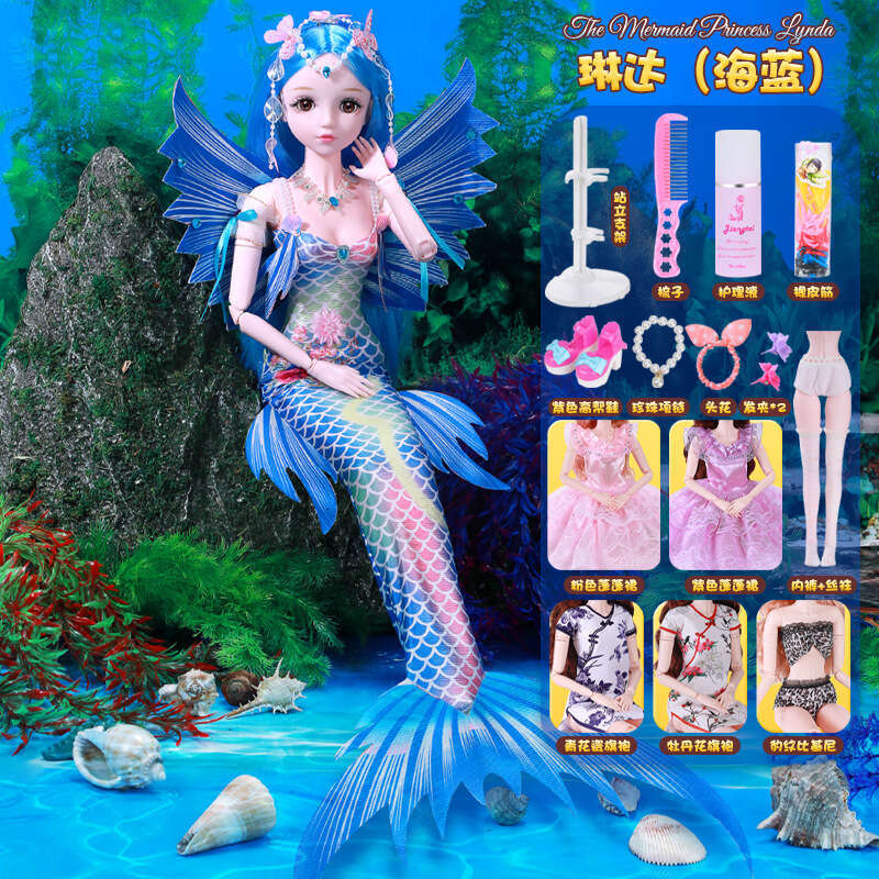 Extra Large 80cm Mermaid Princess Doll Little Girl Gift Children's Toy Set 2024 New Model
