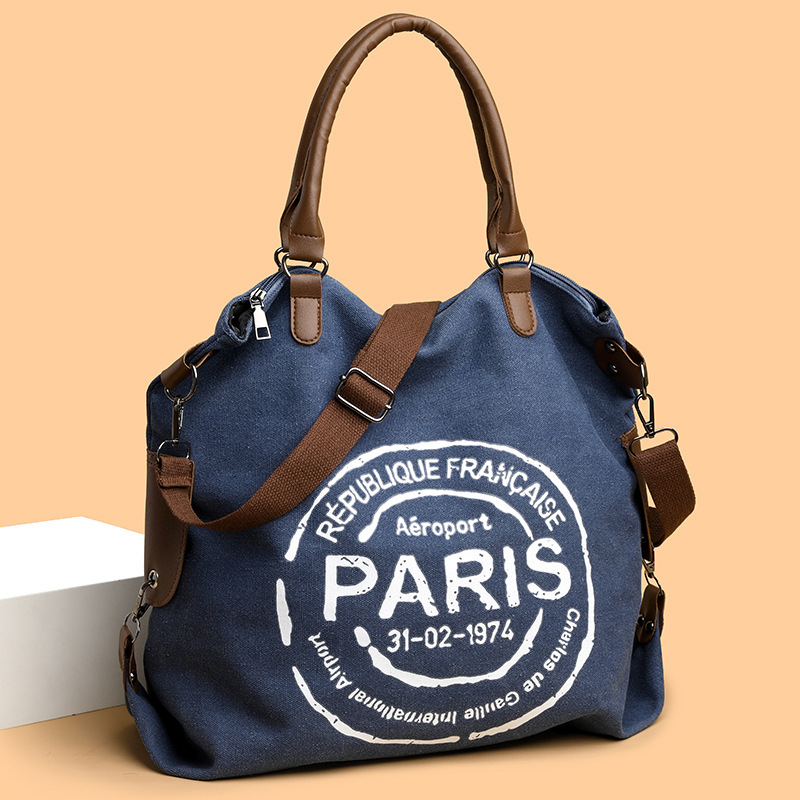 Luxury Brand Designer Bag Cross-Border Student Class Casual Canvas Tote Bag For Women Fashion Letter Tote Bag Large Capacity Commuter Crossbody Bag