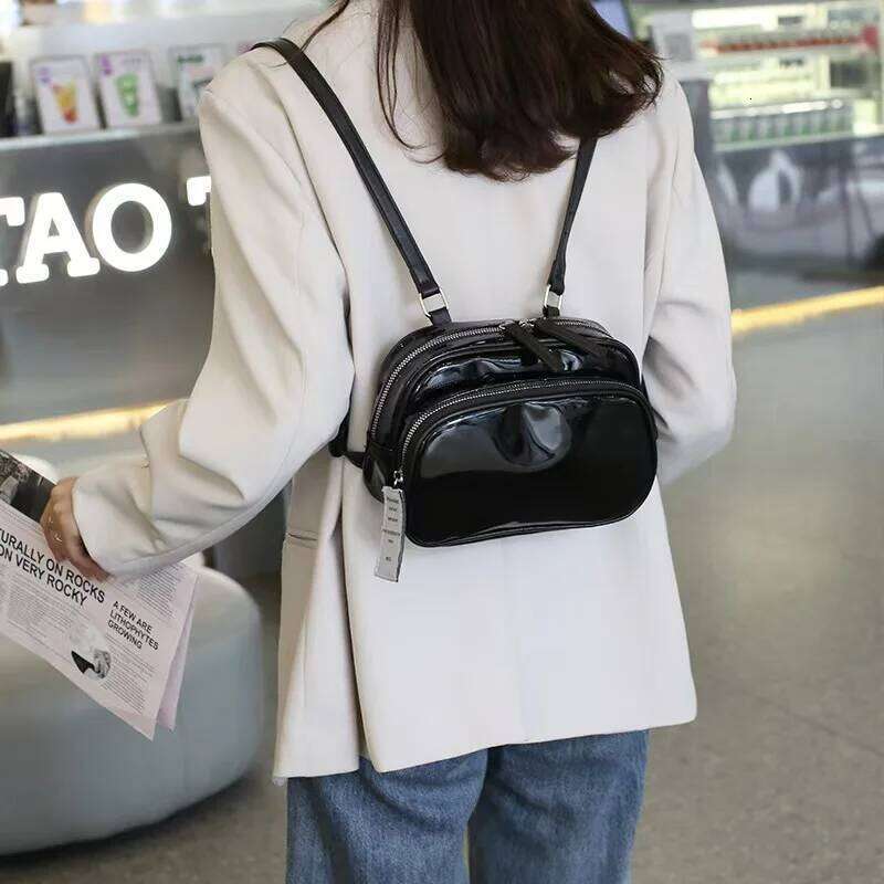 2025 New Cute Mini Backpack Casual Fashion Academy Style Bright Black Backpack