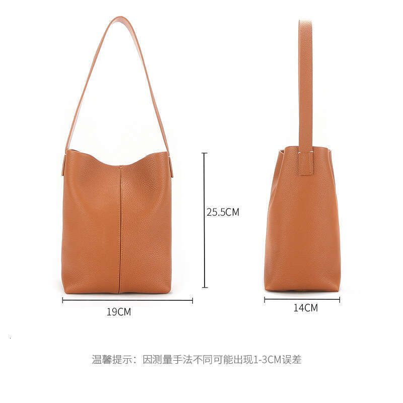 New Large Capacity Genuine Leather Tote Simple Versatile First Layer Cowhide Mother-Daughter Fashion Single Shoulder Bucket Women's Bag