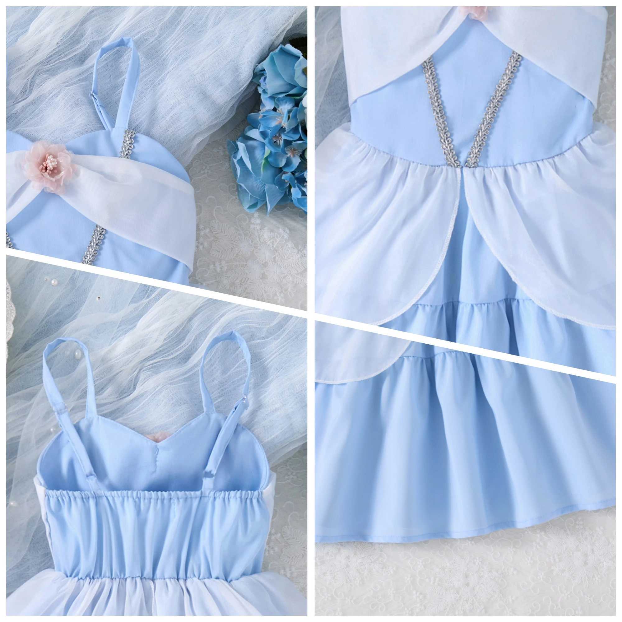 Sling Summer Dress Children Baby Girls Lace Up Princess Suspenders Dresses For 1-10 Years Cool Ventilated Kids Clothes X250528