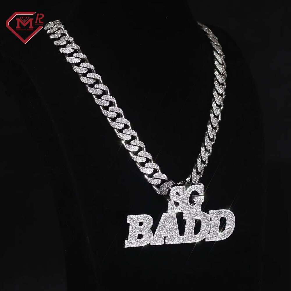 Hiphop VVS Iced out Moissanite Pendant Custom Letter Sterling Sier Charm