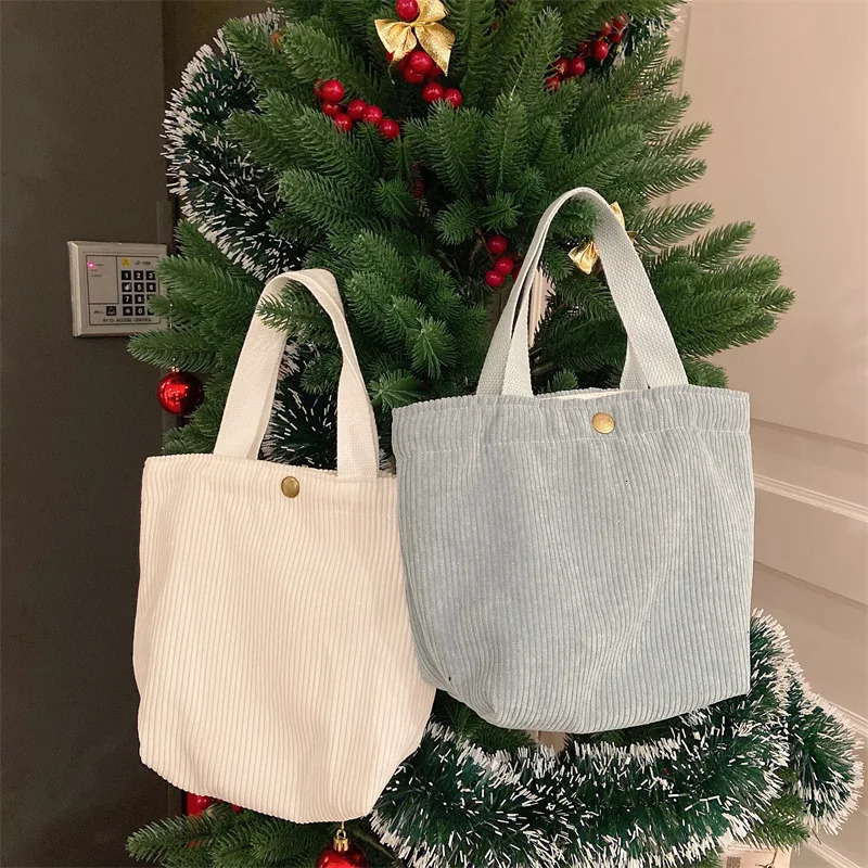 Cute Corduroy Shopper Tote Bag Woman Girls Lady Travel Shopping Cloth Handbags Lunch Bag Small Portable Hand Pouch Bag Organizer 250526