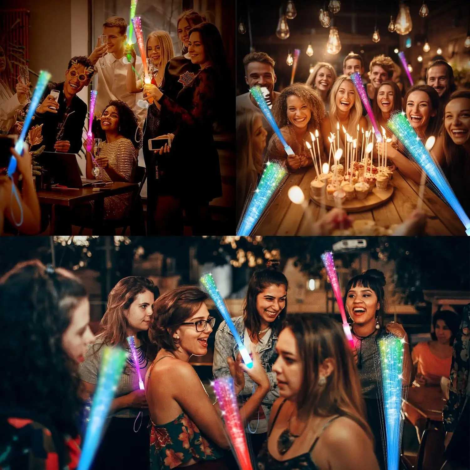 28-96PCS Light Up Fiber Party Wands Wedding Fiber Optic Wands LED Flashing Glow Sticks Wedding Glow Party Supplies W250528