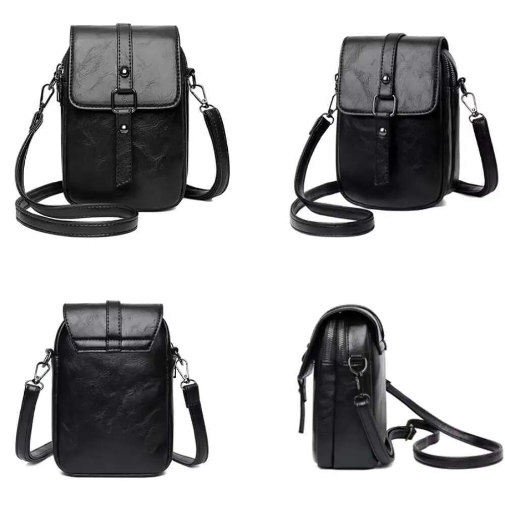 Portable Korean Style Zipper Messenger Bags Square Solid Color PU Crossbody Double Layer All-match Simple Phone Bag Travel