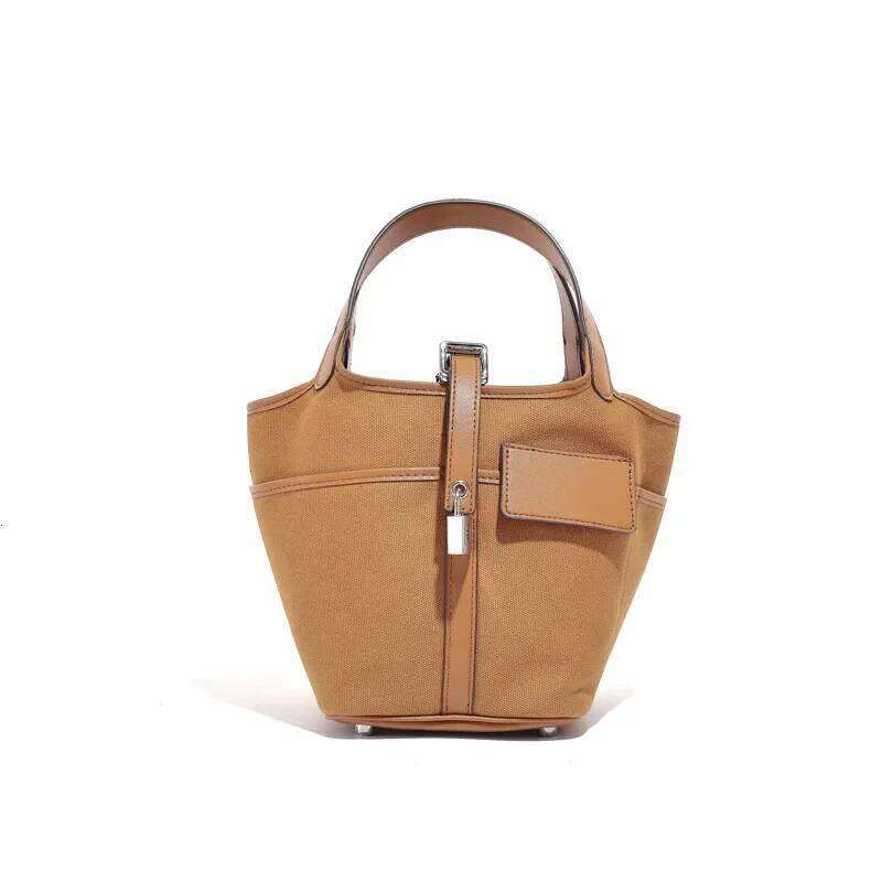 Niche Design Canvas Bucket Women's Single Shoulder Bag Hip Hop Style Polyester Lining Open Top Handbag From China