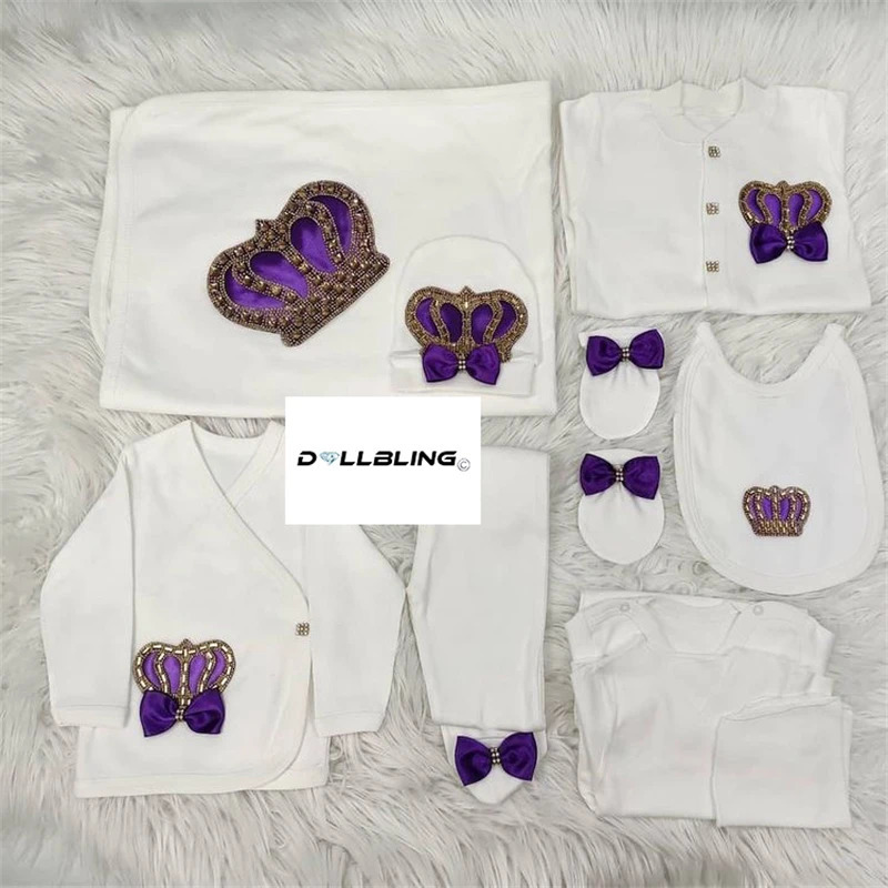 Taking me Home Pearly Crown Jewlery Angle Wings Romper Onsie Set 10pcs Bling Butterfly born Blanket Bedding Gift 250517