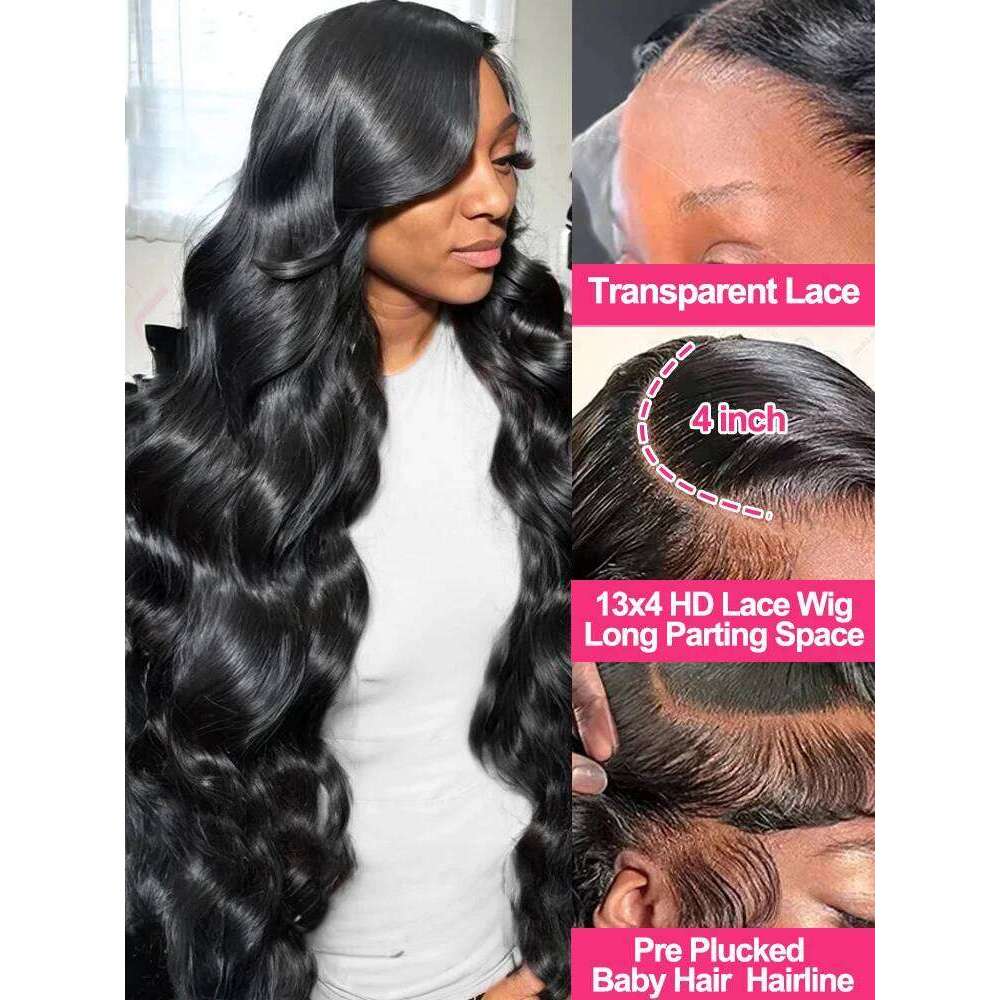 13x4 Body Front Human Hair 200% Water Wave Pre Plucked HD Transparent Lace Wig 5x5 Closure Glueless Wigs For Women
