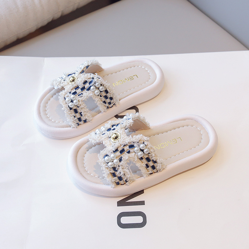 Children Slippers Summer Kids Girl Princess Slippers with Pearl Design Toddler Slippers Kidsnest for youth Outdoor Size US5.5C-US3Y K0680