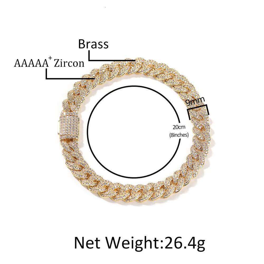 DHCollections 8mm Cuban Link Chain Full Diamond Iced Out Necklace Bracelet Hip Hop Jewelry for Men and Women