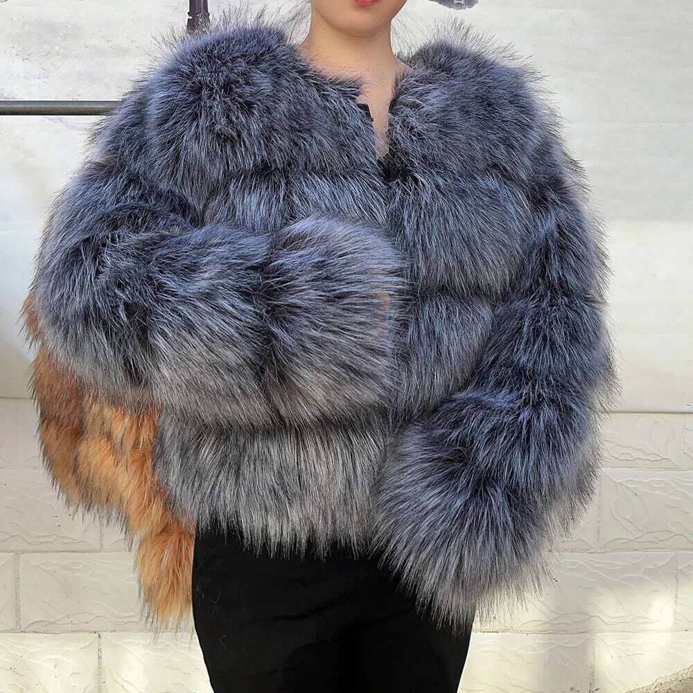 HOOOFUR Faux Women's Jacket Winter Fashion Warm Thick Fox Raccoon Leather Brown Plus Size Especially Fake Fur Cold Coat