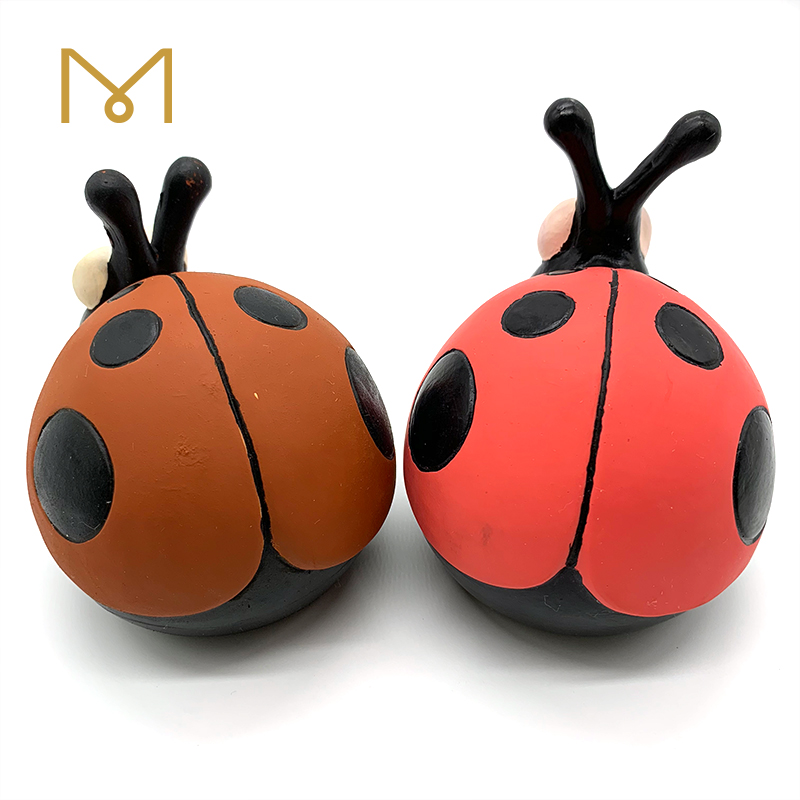 Latex Screaming Ladybird Puppy Toy Soft Natural Rubber Squeaky Chewy Dog Toys for Interactive Play 4pcs in One Pack