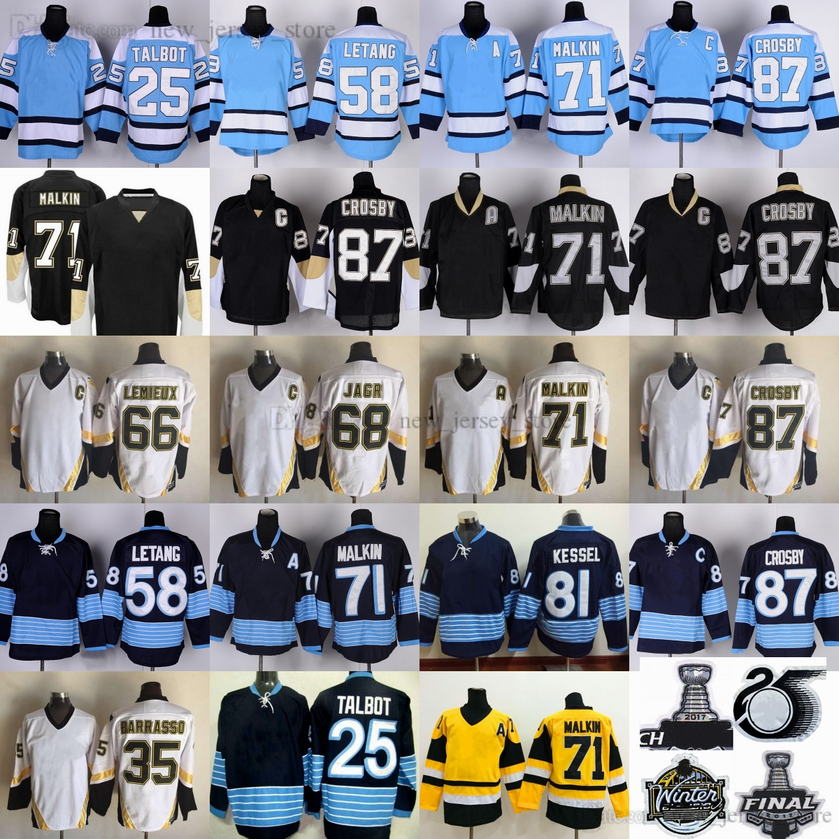 Custom S-6XL Vintage CCM Hockey 58 Kris Letang Jersey 59 Jake Guentzel 66 Mario Lemieux 71 Evgeni Malkin 72 Patric Hornqvist 87 Sidney Crosby Maxime Talbot Phil Kessel