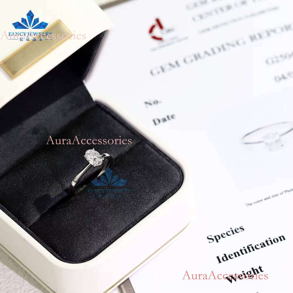 2025 High Quality 14K White Gold Lab Grown Dia Ring Oval Cut 1CT 2CT Engagement Wedding Jewelry From CVD HPHT IGI