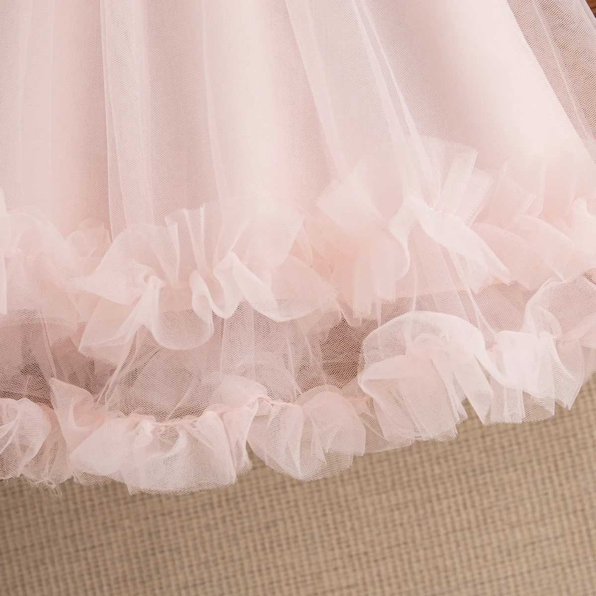 Baby Girl Pink Dress Flower Sweet Sleeveless Feather Gauze Princess Dress Wedding Party Dress for Kids Girl X250528