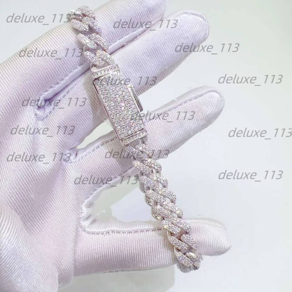 Moissanite Necklace, 20 Years Of Experience In Manufacturing, Hip Hop 8Mm Double Rowed Stone Sier Moissanite Cubanlink Chain Necklace