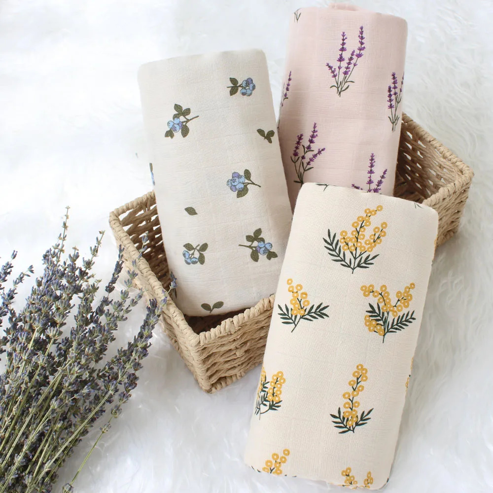 Baby Blankets born 100% Organic Cotton Muslin Diapers Print Couvertures Et Langes Muslin Swaddle 250527