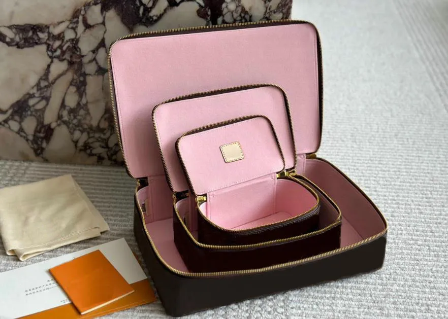 Fashion Luxury Designer Womens Leather Cosmetic Bag Handbag Party Jewelry Cases Zipper Bags