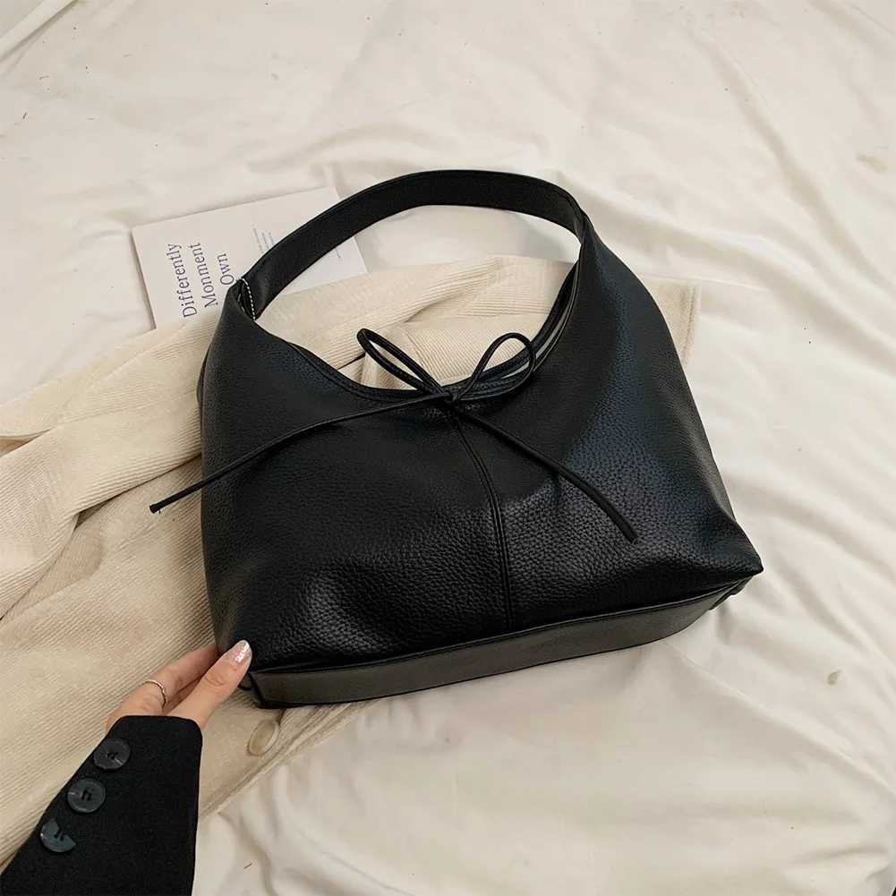 Hobo Bag PU Leather Solid Color Shoulder Bag for Women Bow Crescent Bag Trendy Mini Purse for Commuting Travel Y250528