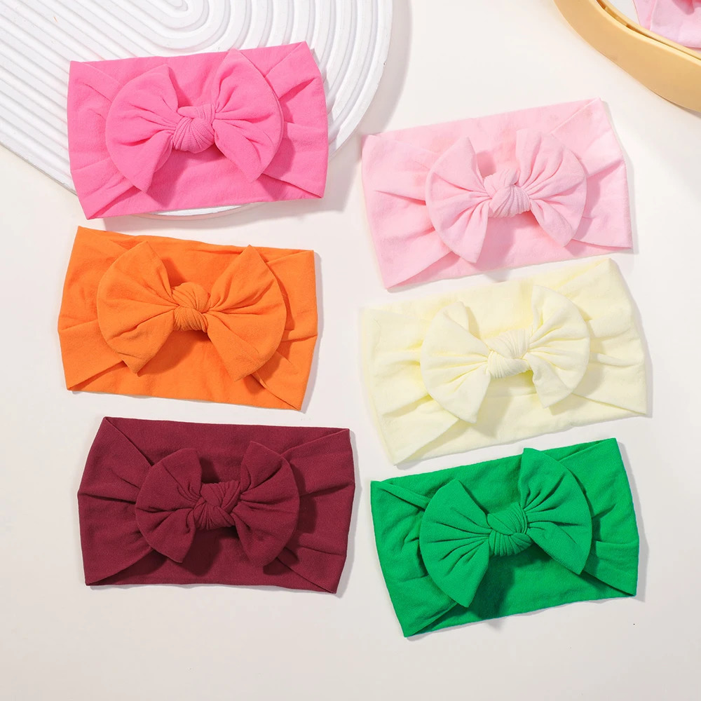5Pcs Cute Bows Baby Headband Soft Elastic Baby Girl Hair Bands For born Infant Turban Headwear Baby Hair Accessories 250528