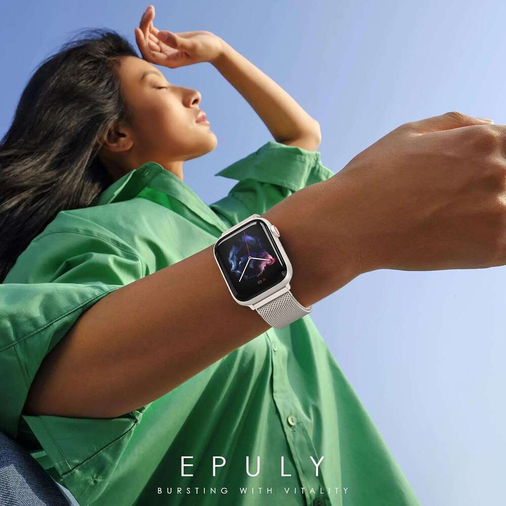 Original Loop Band Compatible with Apple Watch 38mm 40mm 41mm 42mm 44mm 45mm 46mm 49mm - Women's and Men's Magnetic Buckle Adjustable Metal 