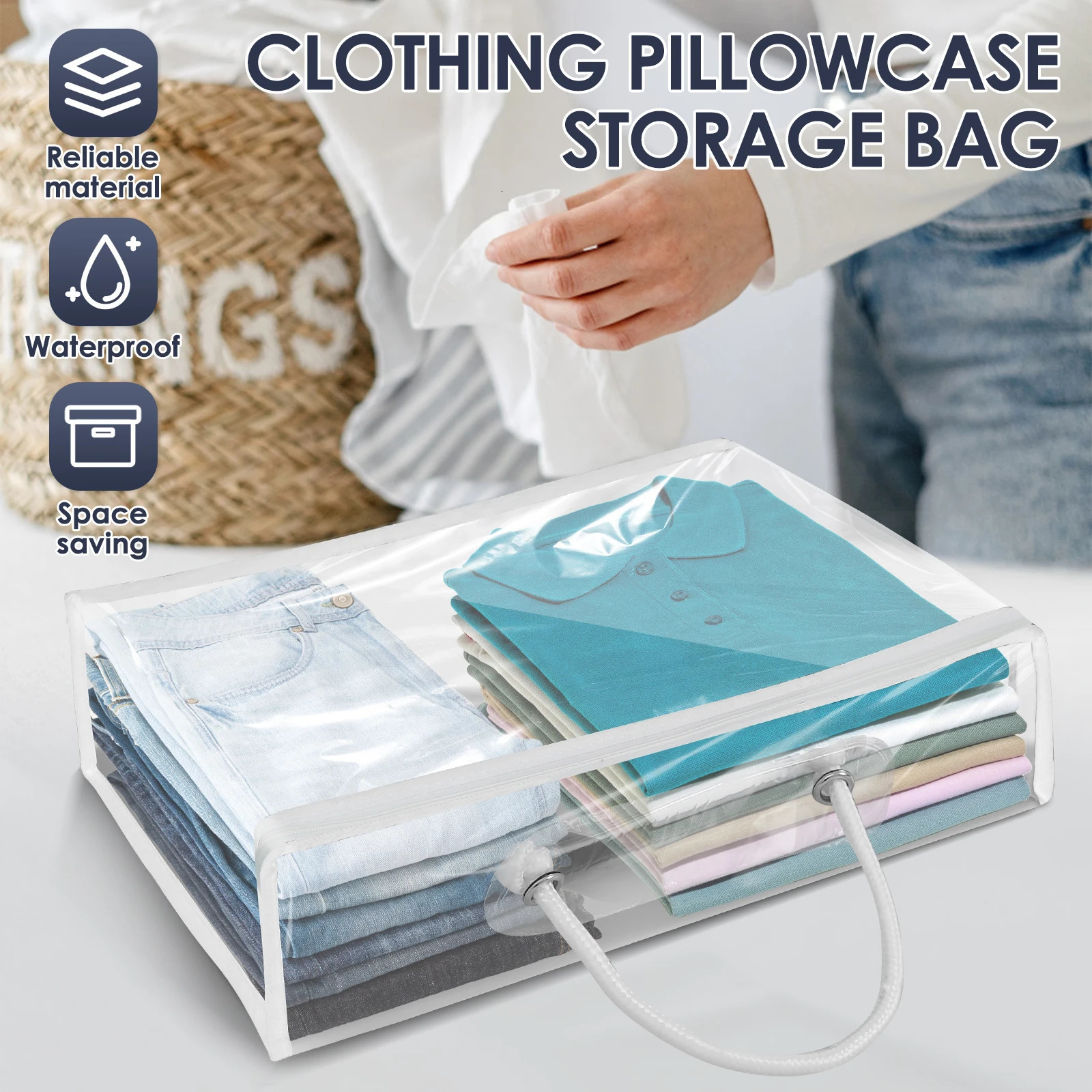 Clear Storage Bags PVC Dustproof Bed Sheet Organizing Bags with Zipper Waterproof Large Transparent Bag for Blankets Bed Sheets 250526