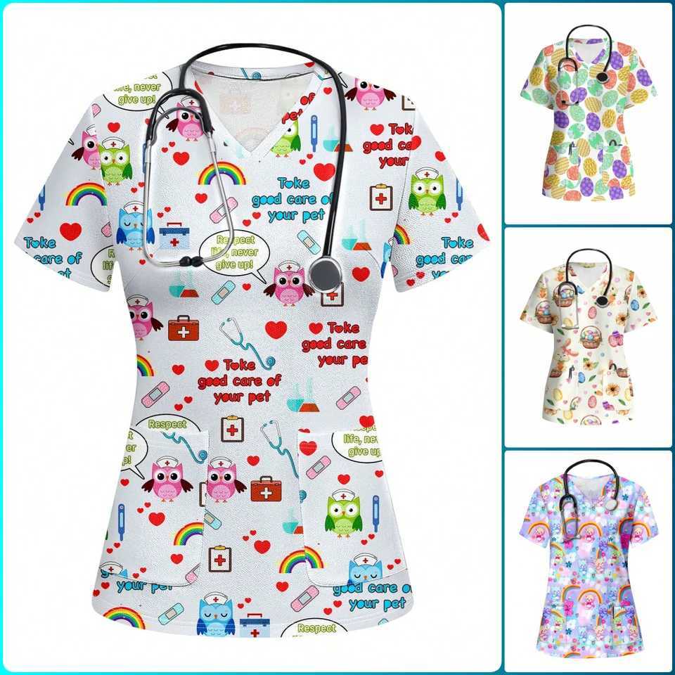 Medical Tools Graphic Healthcare Uniform Nurse Clinic Nursing Workwear Hospital T-shirt casual Short Slve Blouse Women Medical X250528
