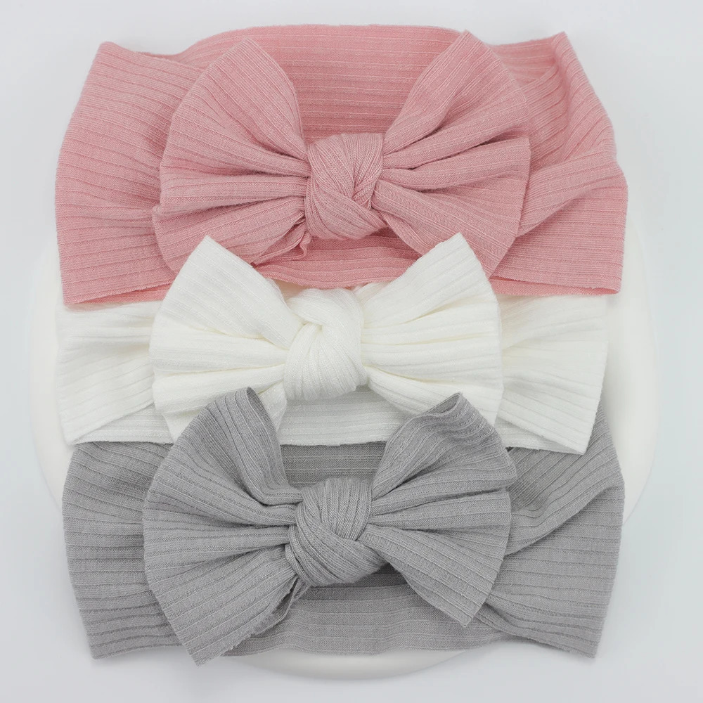 3Pcs/Lot Knit Baby Headband Bow born Elastic Soft Nylon Headbands For Baby Girl Turban Infant Hair Accessories Kids Headwear 250528