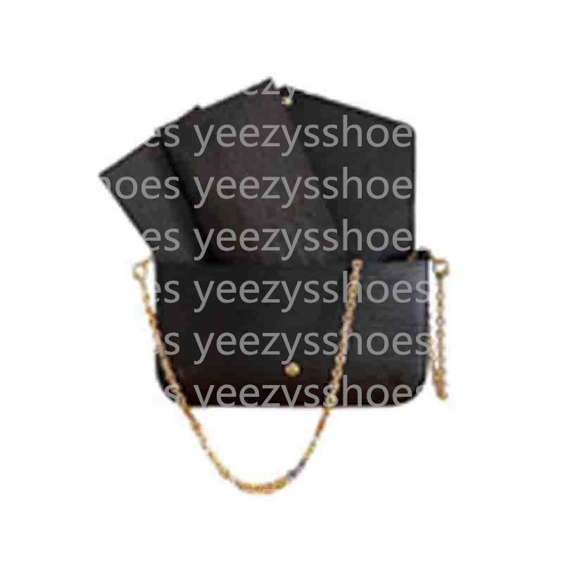 Women Black Small Leather Three-piece Wallets