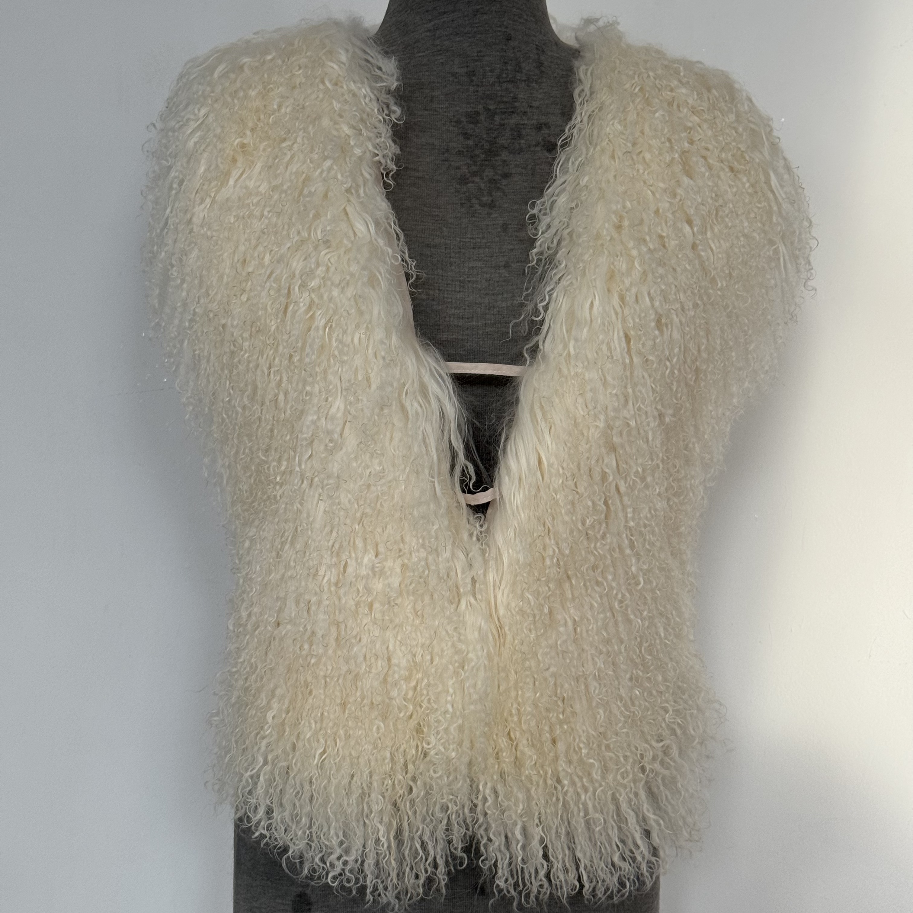 Streetwear Mongolian Sheepskin Vest Women Real Sheep Fur Halter Top vest