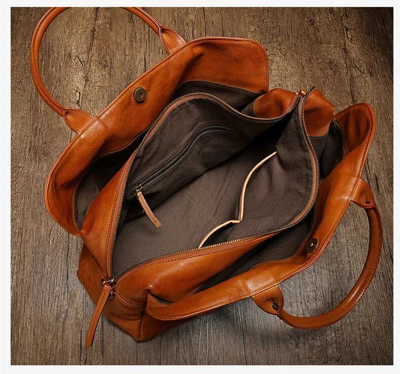 2024 New Genuine Leather Women Cowhide Large Capacity Female Laptop Handbags Travel Bag Business Lage Shoulder Bags Big