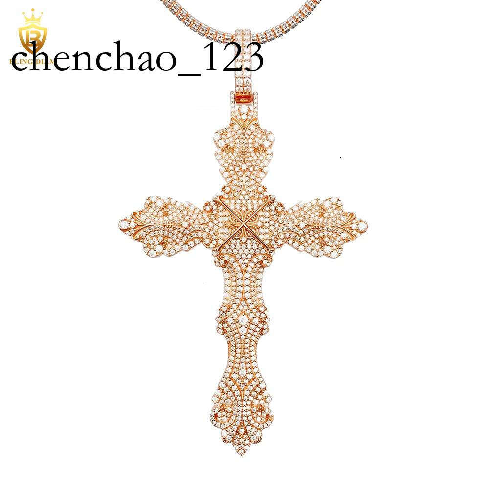 New Custom Hip Hop Jewelry Cross Pendant Necklace VVS Moissanite Sterling Sier Stainless Steel