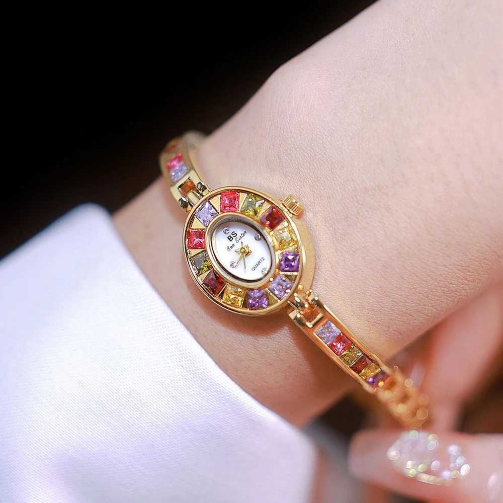 Luxury Rainbow Rhinestone Watch Women Ladies Bracelet Watches Fashion Gift Quartz Wristwatch Dropshipping Reloj Mujer XJ250527