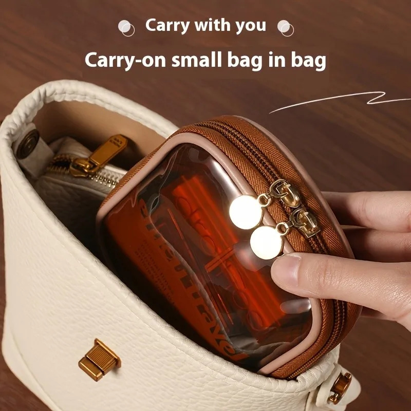 Transparent Travel Cosmetic Bag Portable Mini Waterproof Cosmetic Lipstick Storage Bag Multifunctional Clutch Bag 250528