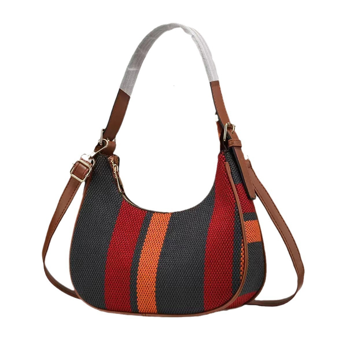 Luxury Brand Designer Bag 2024 Winter New Simple Contrasting Color Underarm Fashionable And Stylish Large Capacity Canvas Crossbody Small Bag
