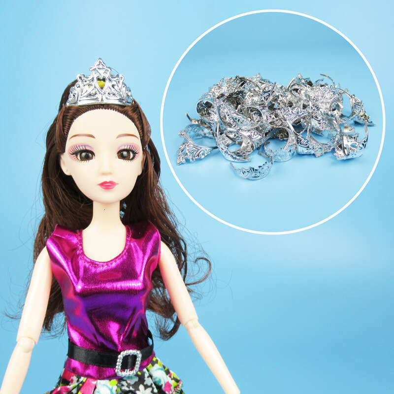 Silver Heart Crown Electroplated Accessories Dolls Suitable for 30cm 500g