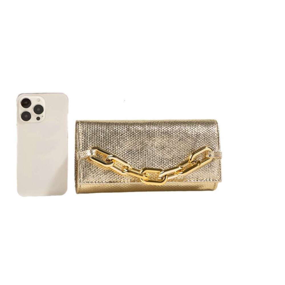 Evening Acrylic Chain Clutch Gold and Silver Two-tone Hard Shell Women's Bag