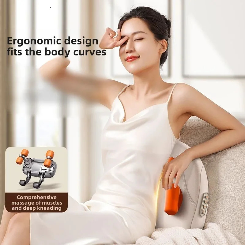 JAIYORL Trapezius Electric Massage Pillow Wireless Car And Home Massager Heating Waist Neck Leg Cervical Shiatsu Kneading 250519