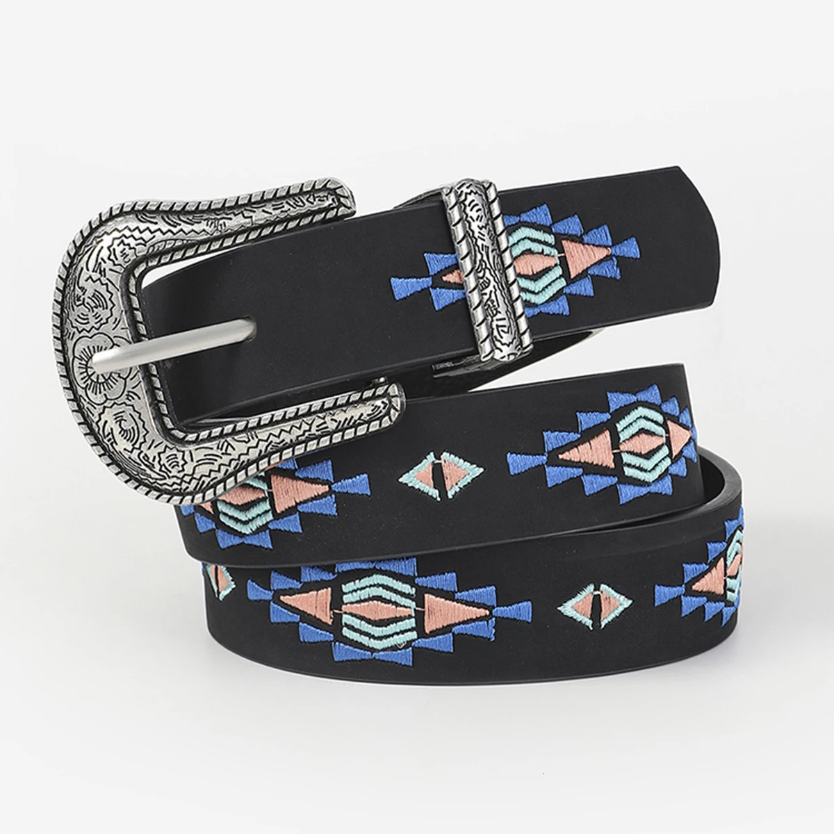 Women western BUCKle eMBroidered strap jeans belt 250527