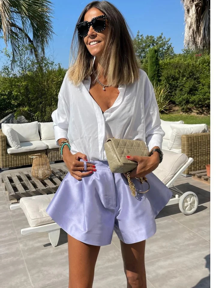 Floral Bud Suit Wide Leg Shorts Waist Cinched Silk Satin Texture High Waist Slimming Shorts Loose Casual Women Trousers Summer 250527