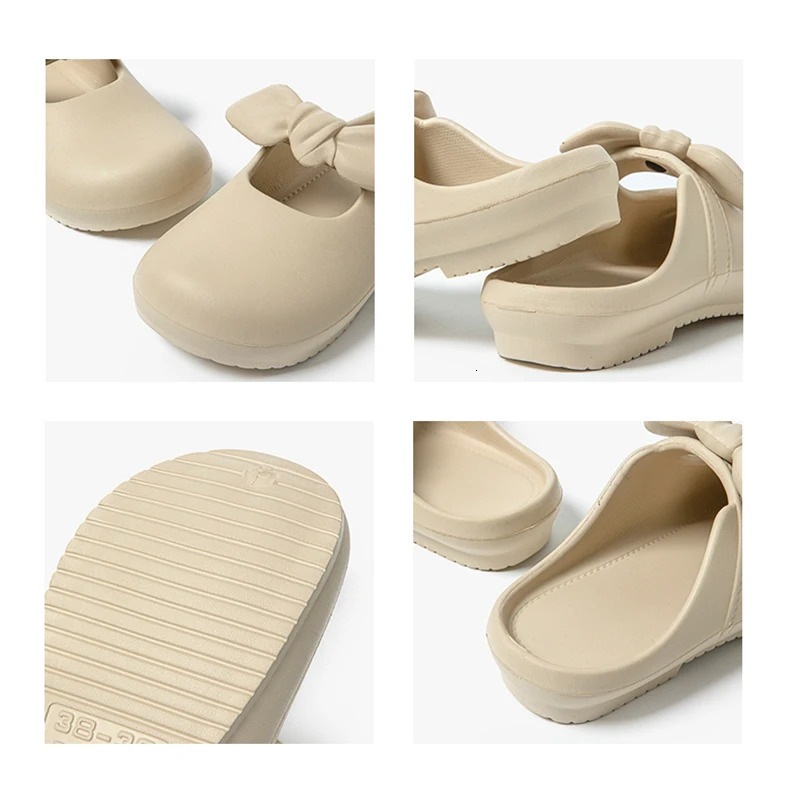 Summer Bow Knot Women Slippers Fashion Thick Bottom Shoes EVA Slippers Anti Slip Baotou Slippers Outdoor Beach Sandals Slippers 250523