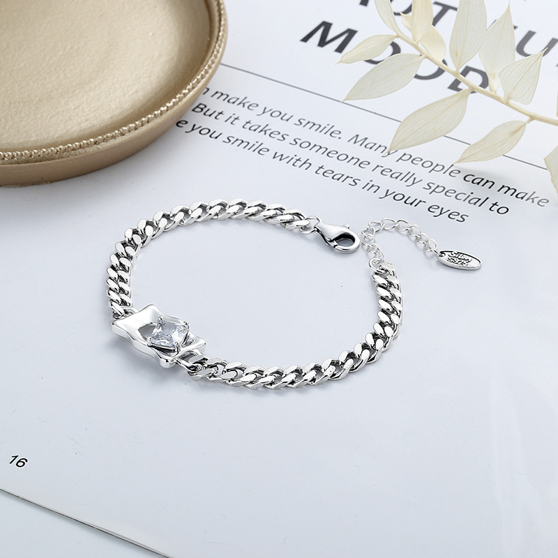 S925 sterling silver fashion trend personalized live-streaming influencer style cool and elegant casual diamond magic mirror luxury small-scale design