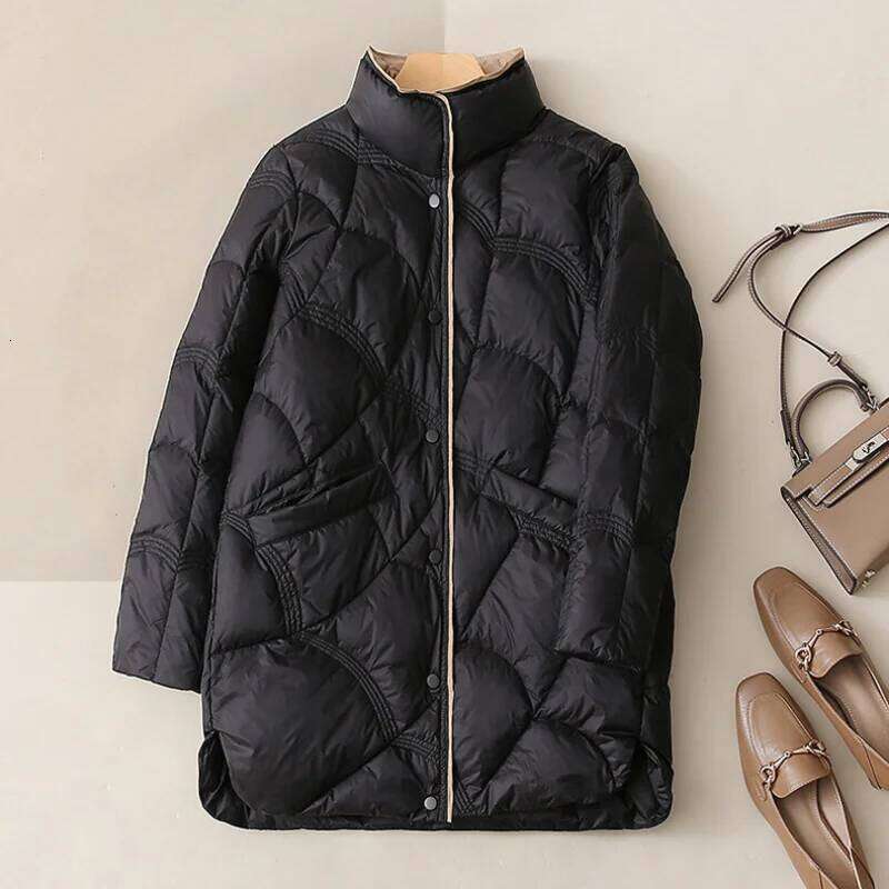 Winter New Fashion Stand Collar X-Long Women Jackets Female Casual Loose Ultra Lightweigh White Duck Down Warm Coat