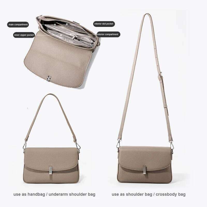 2024 New Women Lady Fashion Box Unerarm Shoulder Bag Female Genuine Leather Stylish Crossbody Messenger Sier Hardwawre